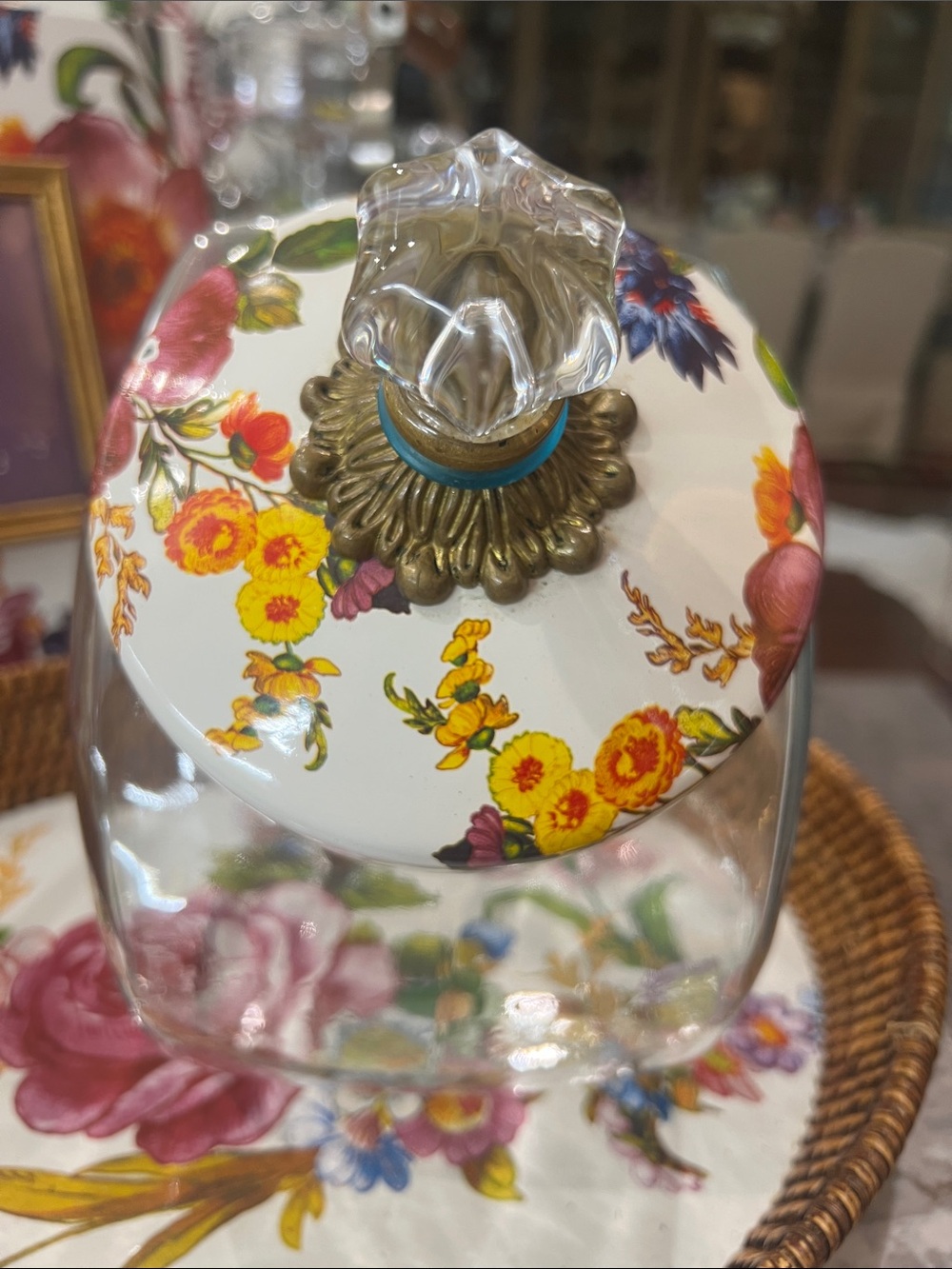 Mackenzie-child’s floral garden Glass Canister/cookie jar - Picture 3 of 4